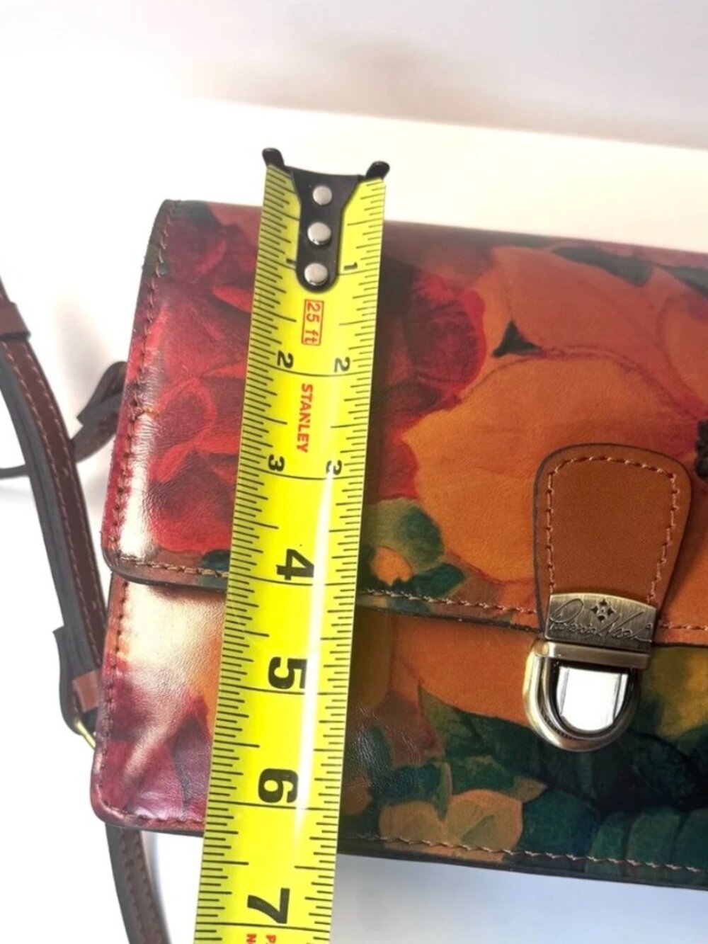 Patricia Nash Multi Print Leather Crossbody Bag Floral Italian Style - Picture 5 of 7